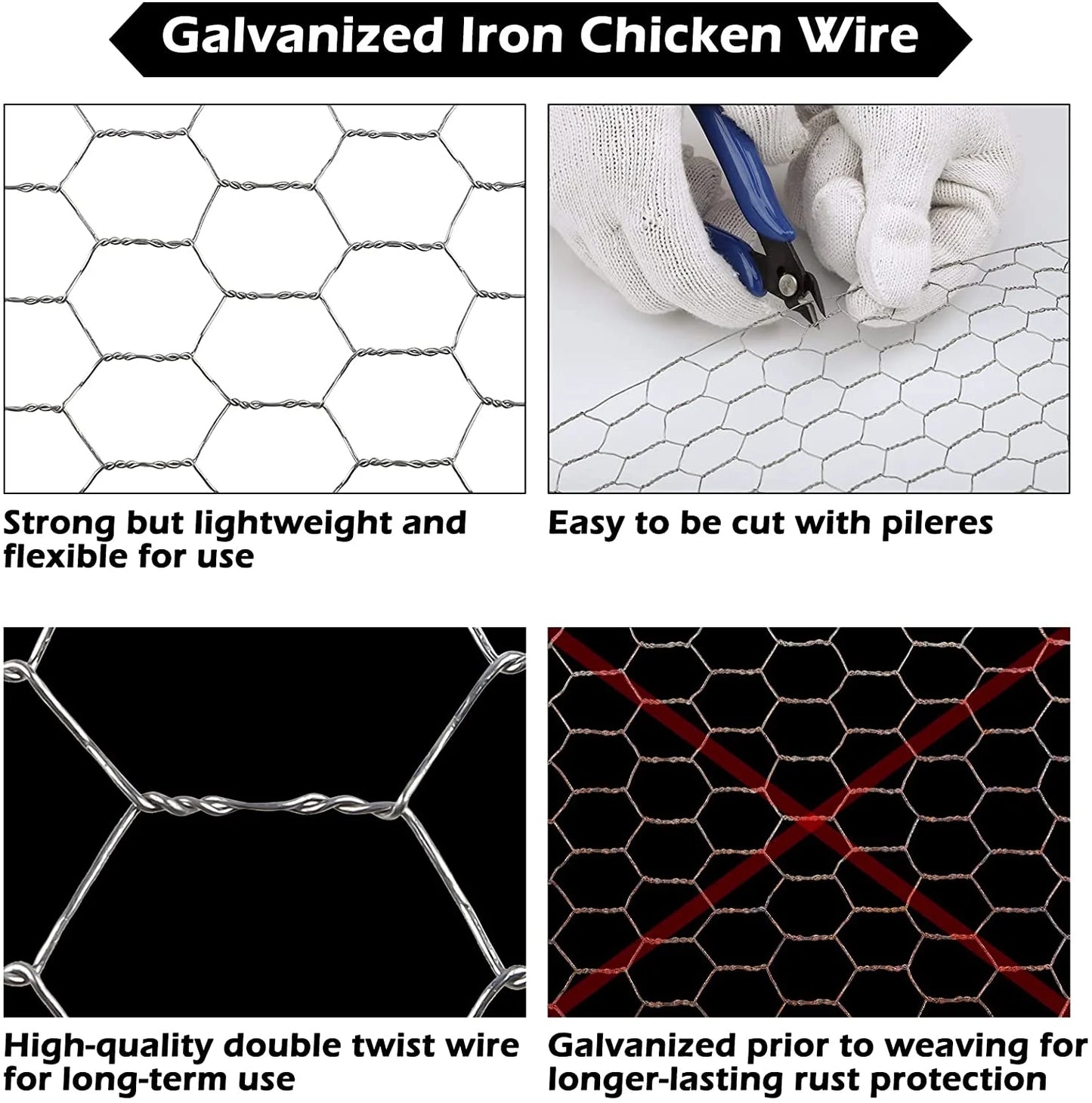 Chicken Wire Fencing Mesh 16.9Inx32.8Ft, 0.6'' Fences Hexagonal Silver Landscape